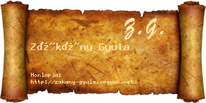 Zákány Gyula névjegykártya